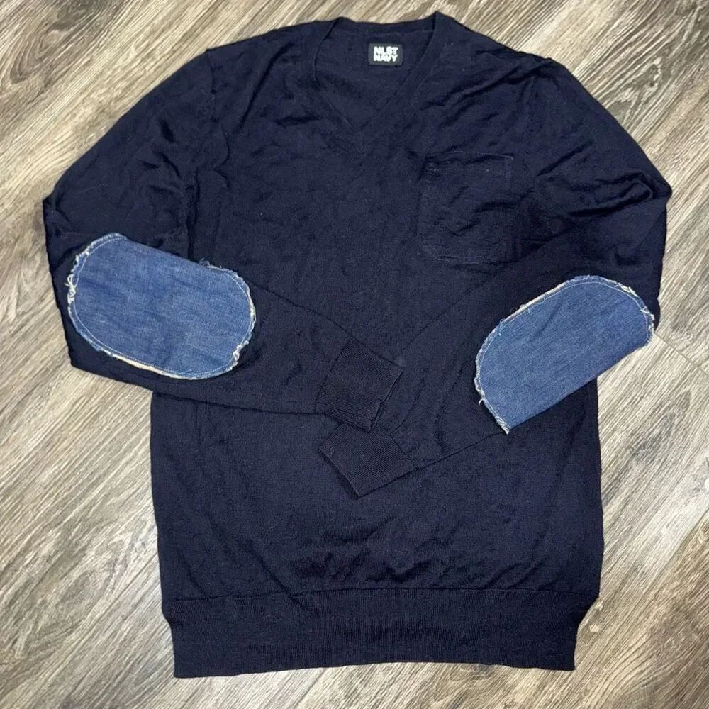 NLST Navy Size Large Merino Wool Sweater